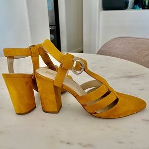 Marigold Suede Strappy Heels Size 8